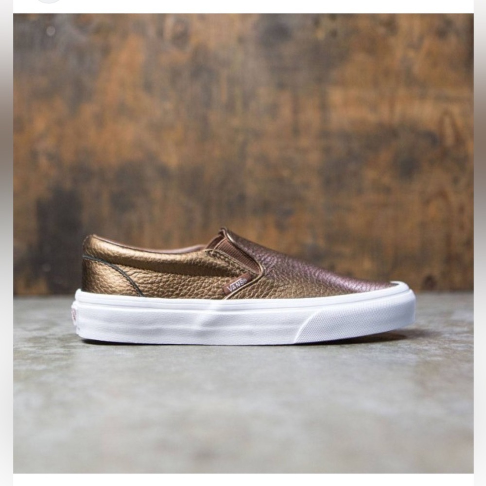 VANS metallic leather slip on sneakers